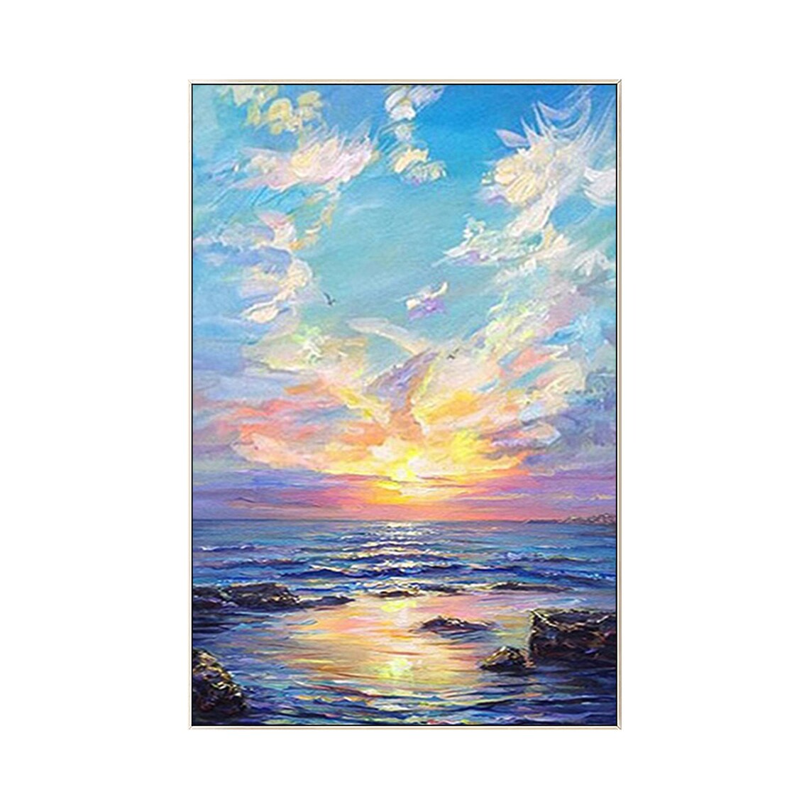 Ocean Painting On Canvas Sunrise Seascape Sunset Wall Art Etsy