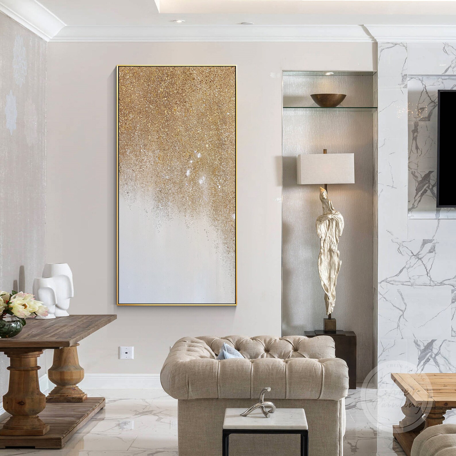 Glitter Abstract Painting 3 Style Pink Blue Gold Glitter Etsy