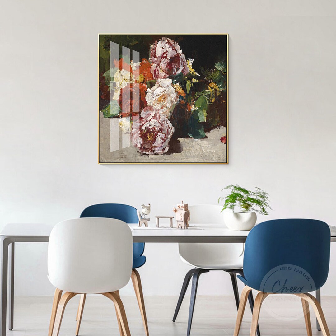 Original Rose Painting on Canvas: Abstract Floral Heavy Texture Art - Etsy