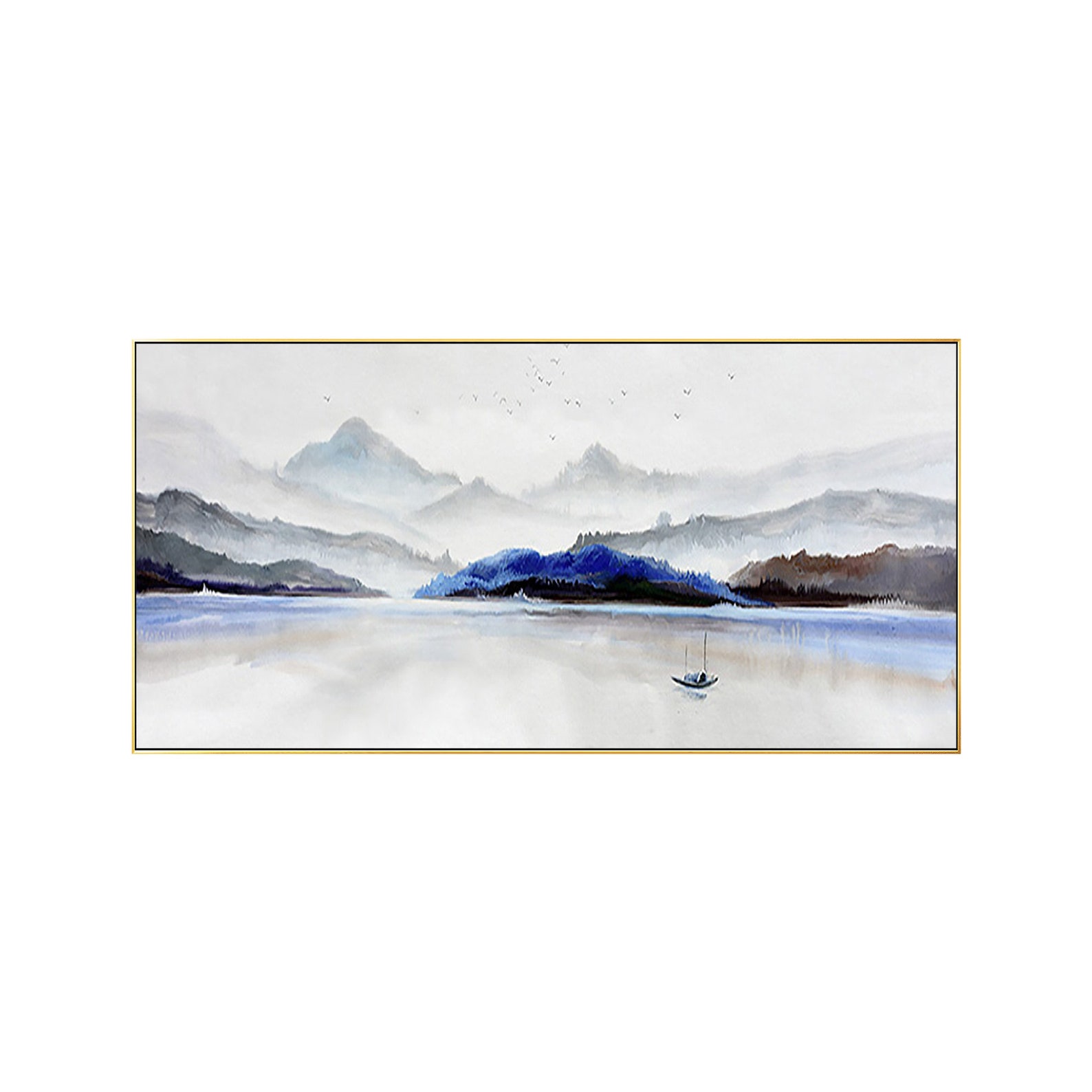 Hand-painted Watercolor Mountain Landscape Painting Asian Art - Etsy