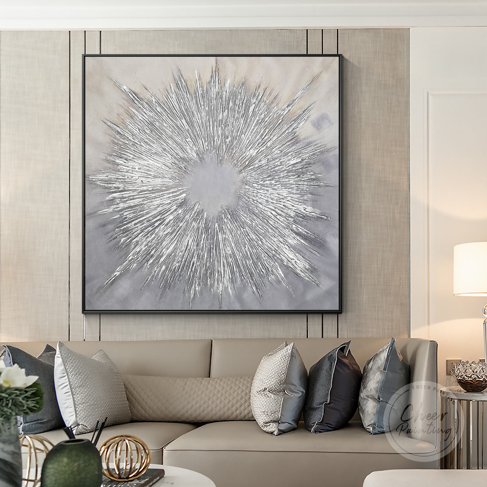 Silver Abstract Wall Art Hand Painted Original Painting Etsy