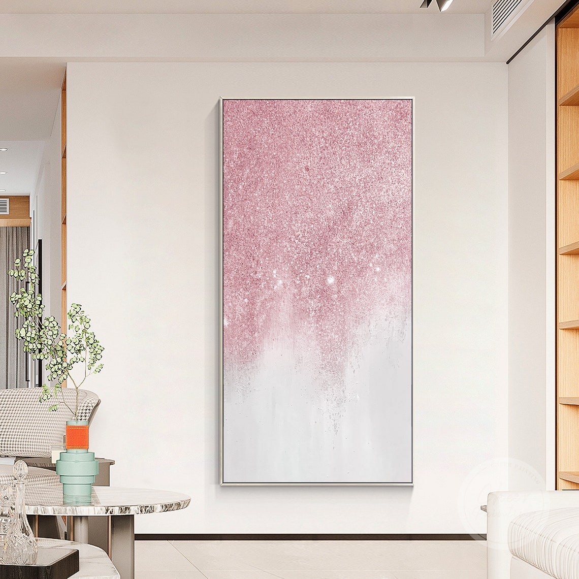 Glitter Abstract Painting 3 Style Pink Blue Gold Glitter Etsy