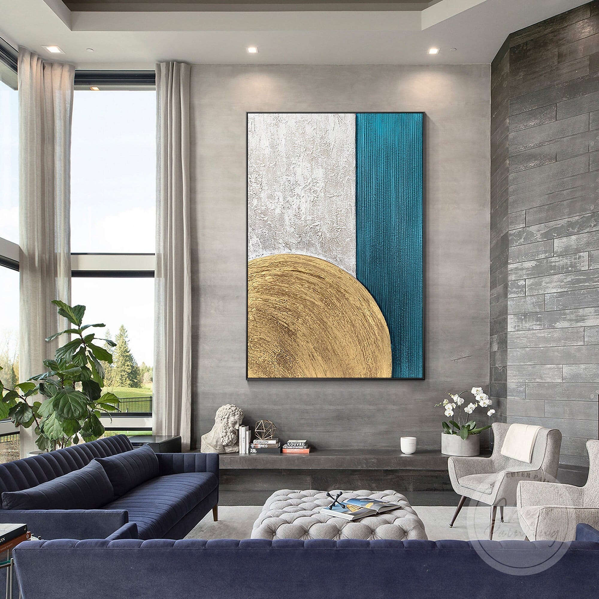 Turquoise grey and gold living room discount