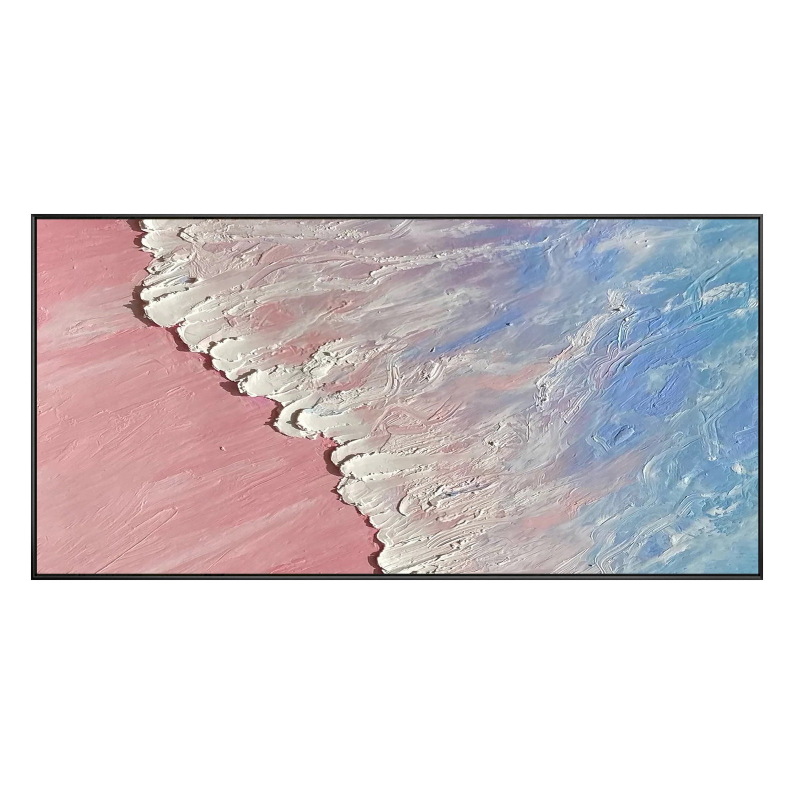 Light Blue Ocean Textured Art Pink Beach Painting Palette Etsy