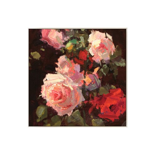 Pink Rose Flower acrylic Painting Red Bouquet of Rose frame wall art large original abstract Impressionist wall art heavy texture wall shops decor