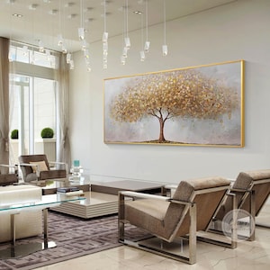 Luxurious Textured Caramel & Brown Tree Wall Art,Dreamy Taupe Gray Background with Hints of Purple,Cheerpaint,Elegant Nature-Inspired Decor