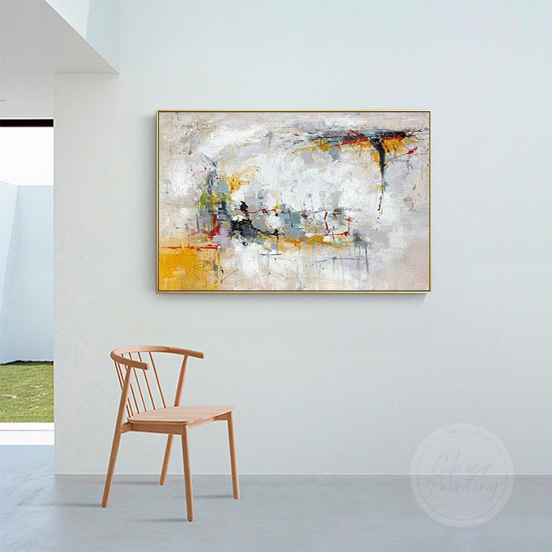 Modern Abstract Wall Art Canvas Oil Painting Acrylic Texture Orange ...