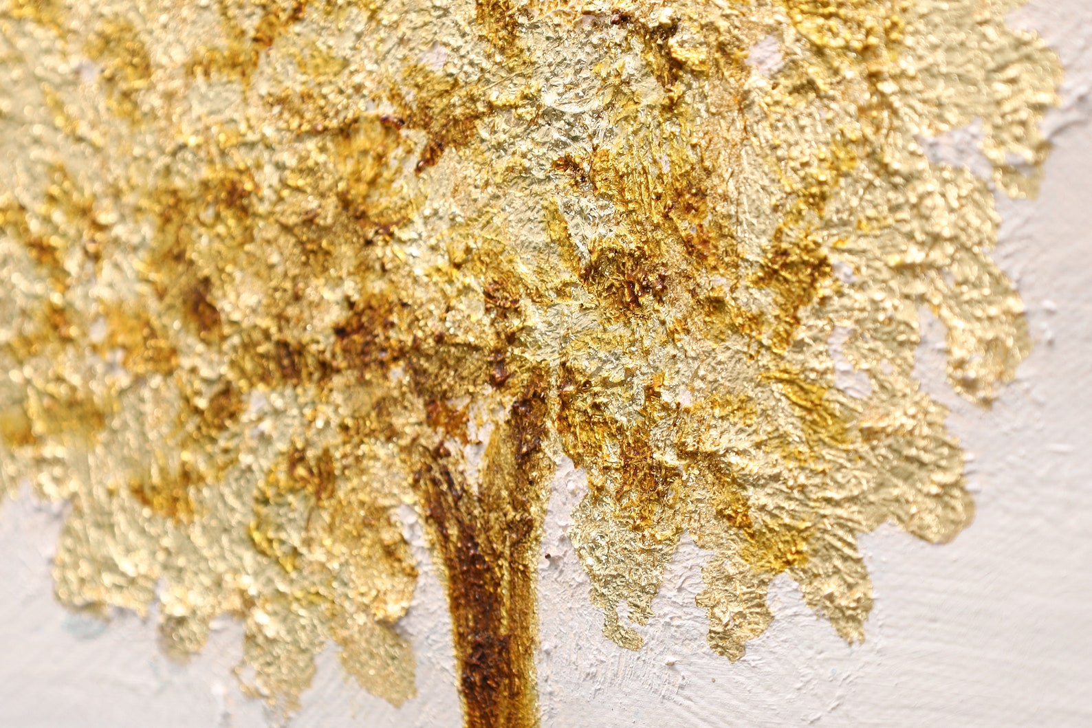 3 Style Gold Tree Round Painting, Original Gray Abstract Wall Art, Gold ...
