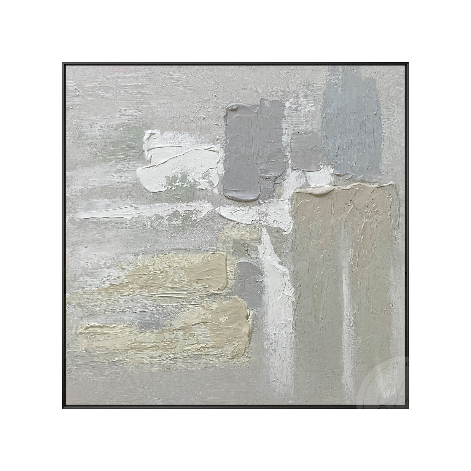 Gray Painting Textured Art Neutral Framed Wall Art Gray Beige Etsy