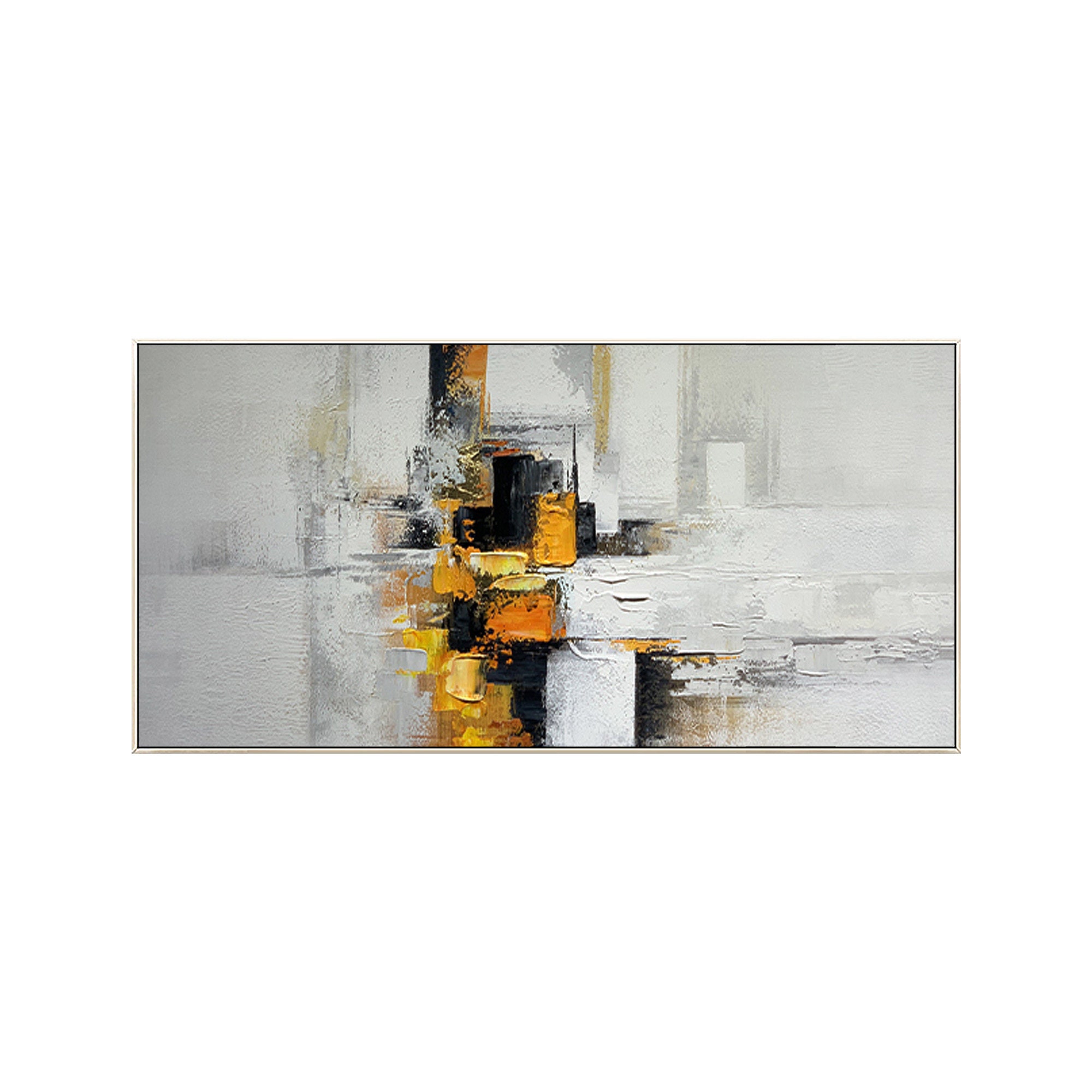 SYGALLERIER Abstrakte Stadt Leinwandbild – Handgemalt, Mit Goldfolie, 50x70 Cm, Moderne Wanddekoration