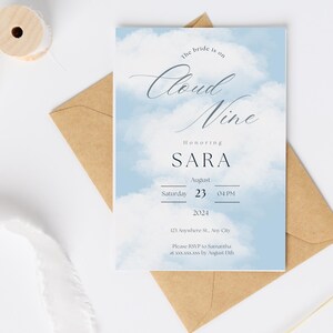 The Bride is on Cloud Nine Bridal Shower Invitation, Bridal Shower Invitation Template, Printable, Digital Shower Invitation
