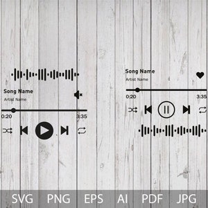 Lecteur de musique Svg, PNG, fichier lecteur de musique pour Cricut, boutons de commande audio, fichier découpable de lecteur de musique, personnalisable