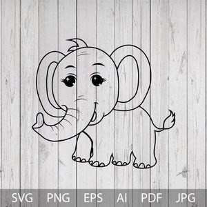 Bébé éléphant SVG, fichier coupe éléphant pour Cricut, Svg de baby shower éléphant, fille éléphant, Body chemise Kawaii Anima, vinyle Cricut