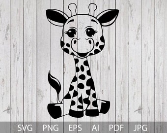 Giraffe SVG, Cute baby giraffe SVG, Cut file for Cricut and Silhouette, Clipart, Vector Graphics, Baby Giraffe Clipart, Instant Download