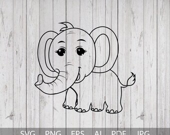 Baby Elephant SVG, Elephant Cut file for Cricut, Elephant Baby Shower Svg, Elephant Girl, Shirt Bodysuit Kawaii Anima, Cricut Vinyl