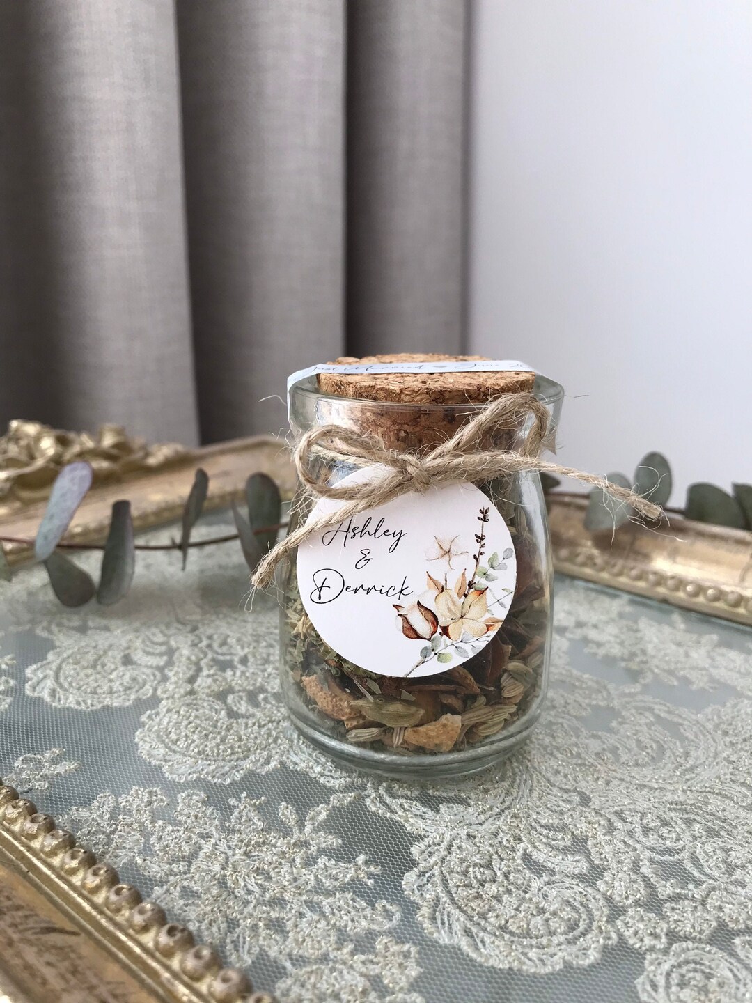Wedding Favors / Glass Jar Favors / Herbal Tea / Tea Potpourri / Party