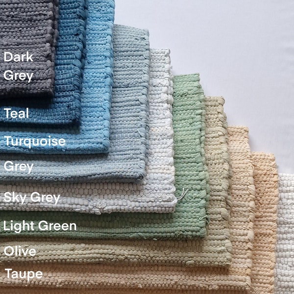 Baumwoll Flachgewebe Teppich maschinenwaschbar - kleiner Teppich - Badematte/Duschevorleger - weiß, grau, dunkelgrau, taupe, elfenbein , petrol - handgewebt
