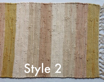 Tapis multicolore en coton à tissage plat - lavable en machine - petit tapis - tapis de bain/douche - bleu - ivoire - rouge - blanc - jaune