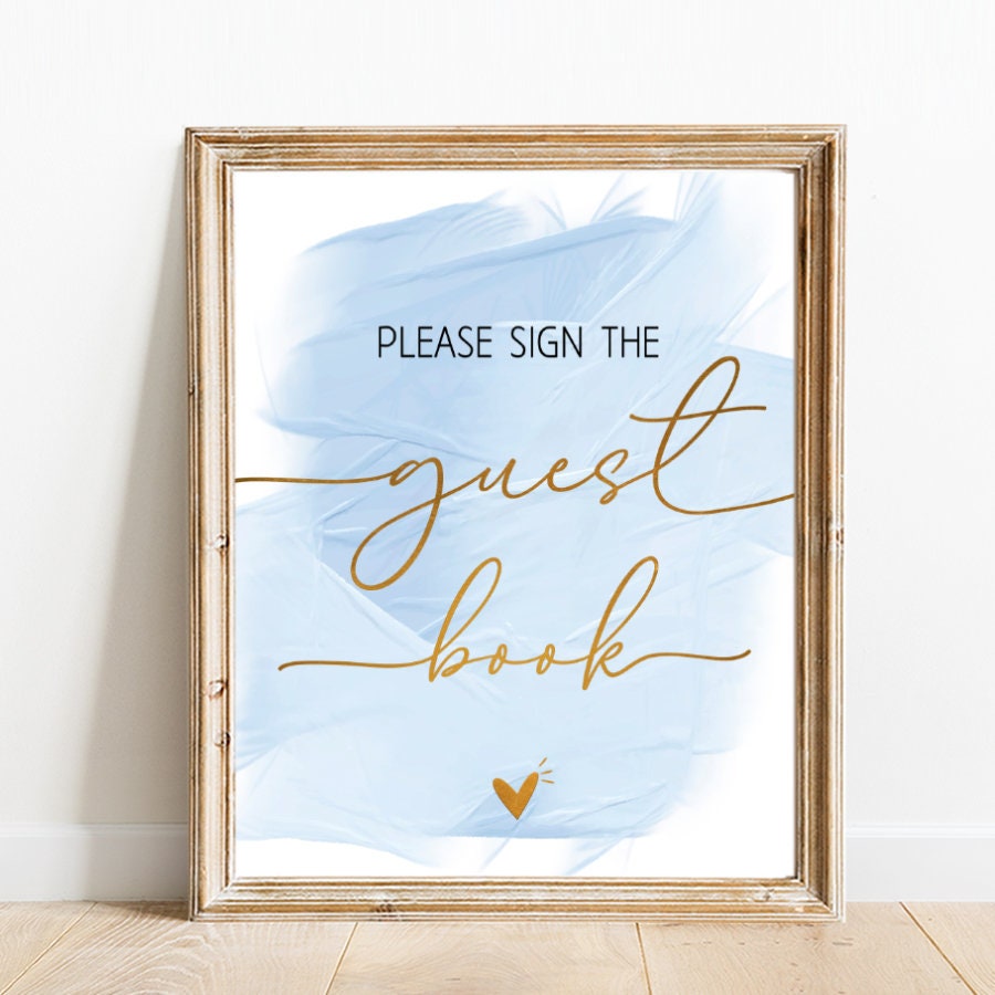 Please Sign the Guest Book Sign Printable Blue Boy Baby - Etsy