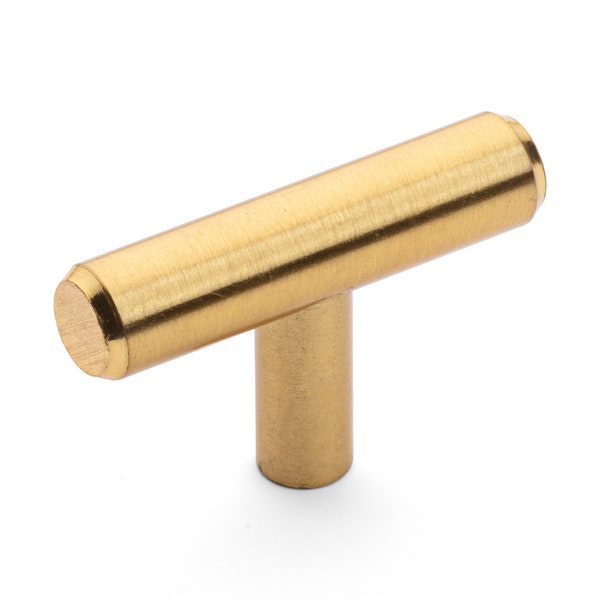 Diversa Brushed Brass Euro Style T-Bar Cabinet Knob