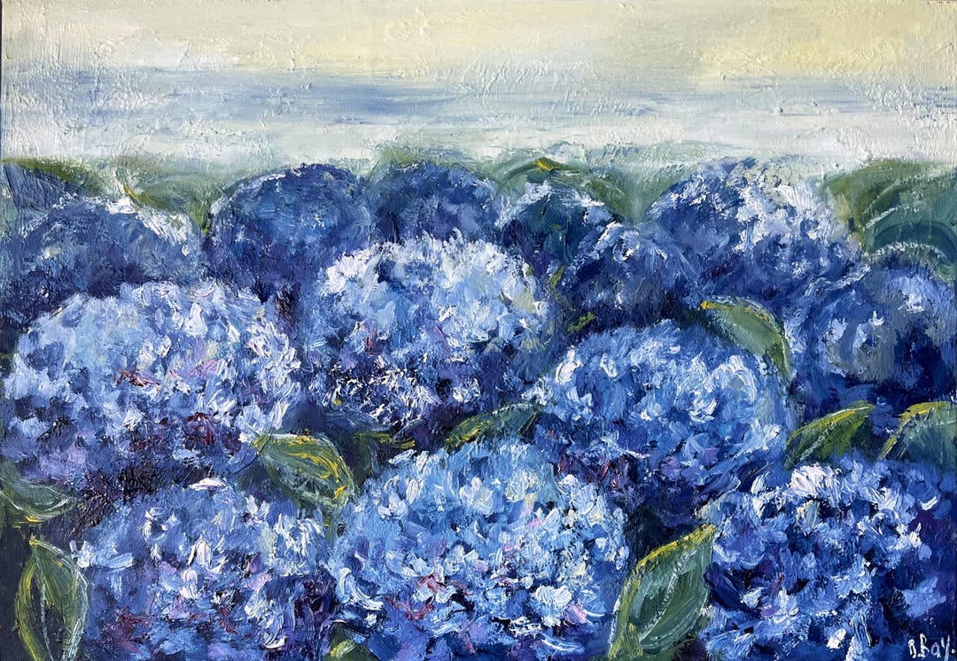 Hydrangea Painting Flower Original Art Impasto Oil Painting Floral ...