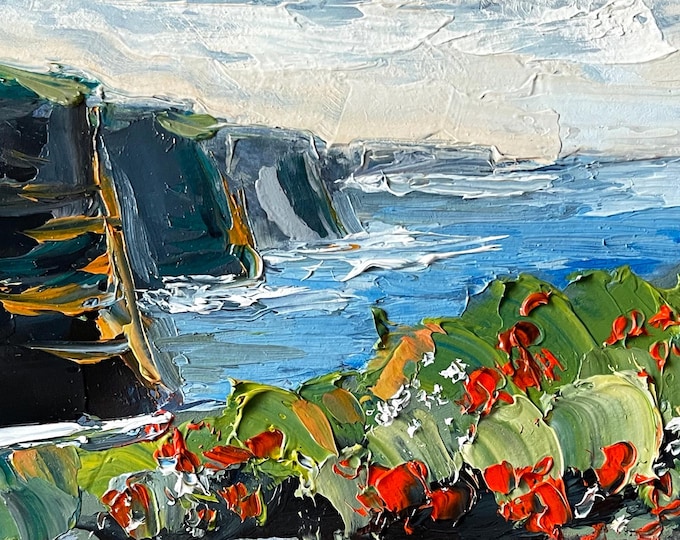 Cliffs of Moher Painting Irish Landscape Oil Painting Ireland Original ...