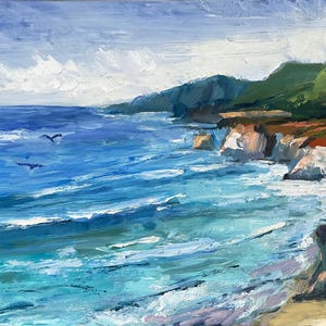 Big Sur Oil Painting: California Impressionism Art, 10x14&quot; Original Artwork