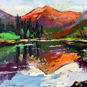 Colorado Painting Landscape Original Art Colorado Rocky Mountains Art 8 by 12" Impasto Oil Painting by Olesya Bay