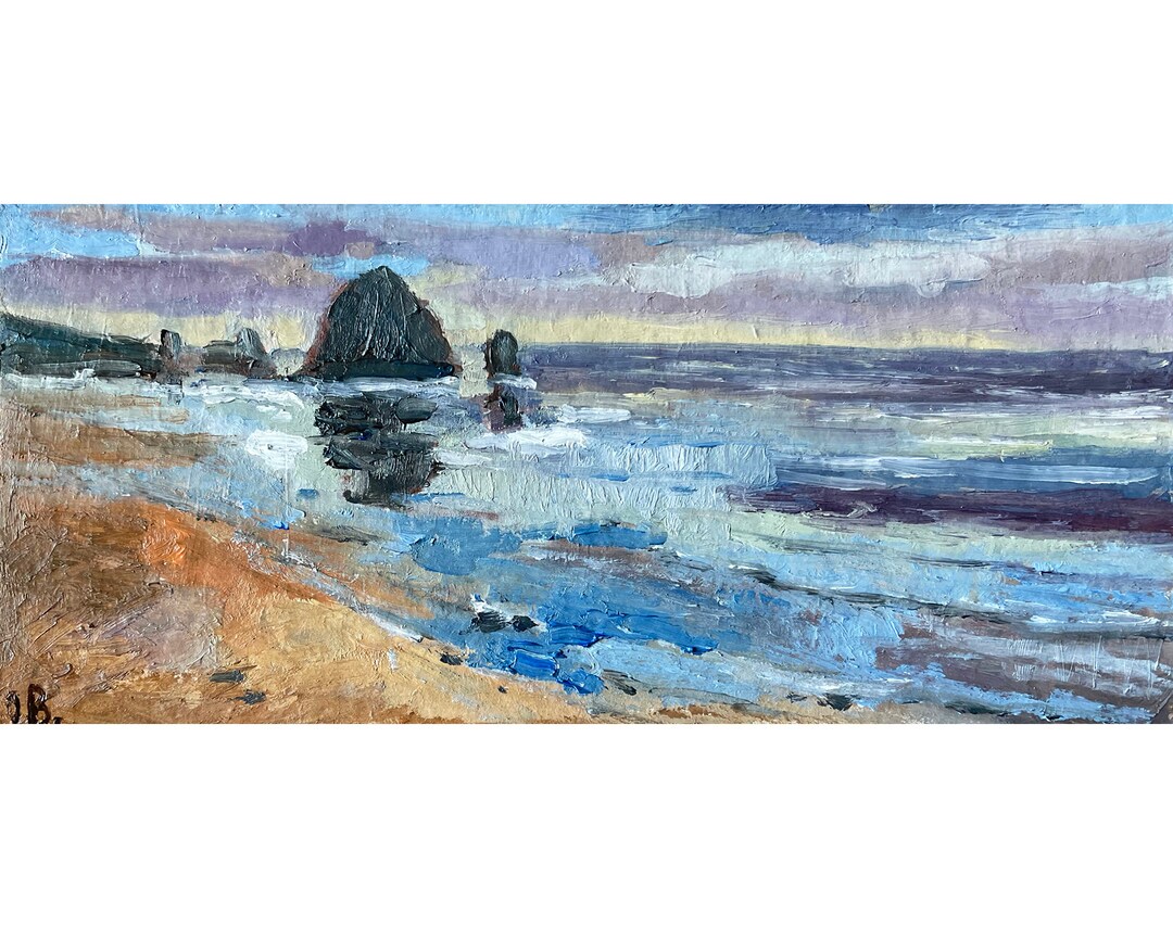 Cannon Beach Painting Haystack Rock Original Art Oil Painting Etsy
