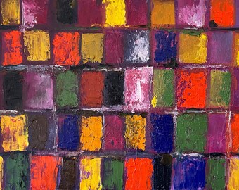 Square Painting Fall Original Art Textured Impasto Oil Painting 14x20" by Olesya Bay