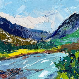 Glencoe Painting Scottish Highlands Original Art Impasto Oil Painting 7 by 8&quot; Scottish Landscape Wall Art  by Olesya Bay