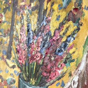 Gladiolus Painting Still Life Original Art Rustic Oil Painting Interior Paintings 16 by 24" by Olesya Bay