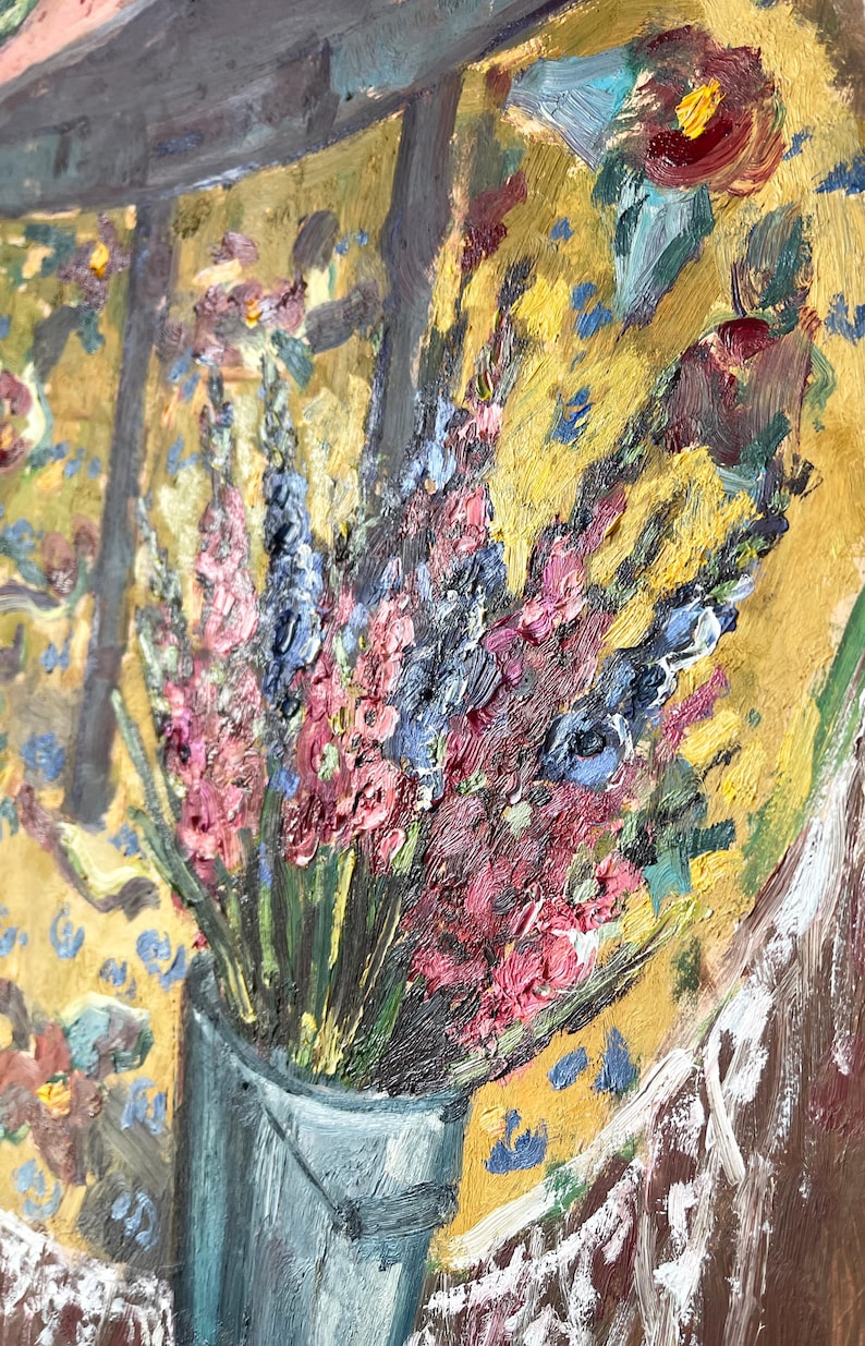 Gladiolus Painting Still Life Original Art Rustic Oil Painting Interior Paintings 16 by 24" by Olesya Bay