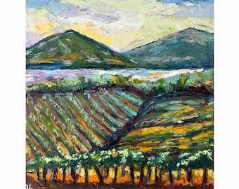 Napa Valley Painting Vineyard Original Art Impasto Oil Painting by Olesya Bay