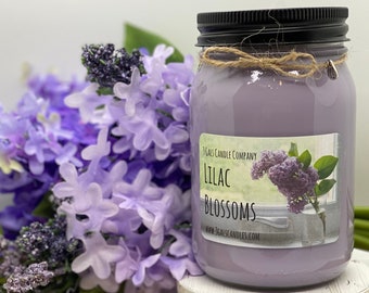 LILAC BLOSSOMS Soy Wax Candle | Hand Poured | Scented Candle | Housewarming Gift | Lilac Bush | Lilac Candle | Summer Candle | Spring Candle