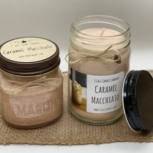 CARAMEL MACCHIATO Soy Candle | Latte | Coffee Shop | Hand Poured | Small Batch | Perfect Gift | Coffee Lovers | Caramel Candle