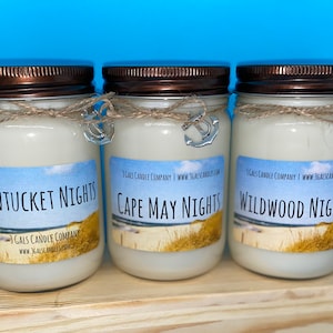 WILDWOOD NIGHTS Soy Wax Candle in 12-Ounce Jar | Hand Poured | Perfect Gift | Beach Memory | Vacation | Family Vacation | Jersey Shore
