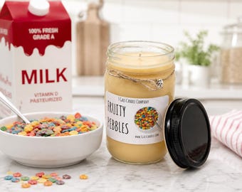 Fruity Pebbles Scented Soy Wax Candle | Hand Poured Cereal Candle