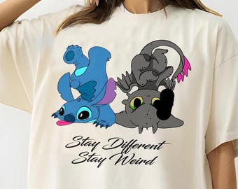 Stay Different Stay Weird – Disney Stitch and Angel Shirt – Unique Disney Graphic Tee – Funny Shirt for Disney Fans DS64 1