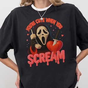 Funny Scream T-Shirt, Halloween Horror Shirt,Horror Graphic Tee, Scream Ghost Shirt, Halloween T-shirt, Creepy Shirt for Fans DS36