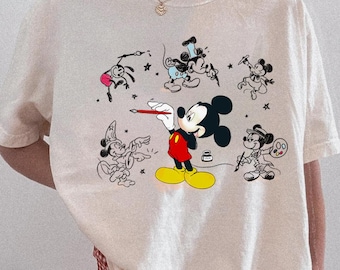Mickey Mouse Artist Shirt – Disney Mickey Drawing Graphic Tee – Fun Disney Shirt for Creative Fans DS70
