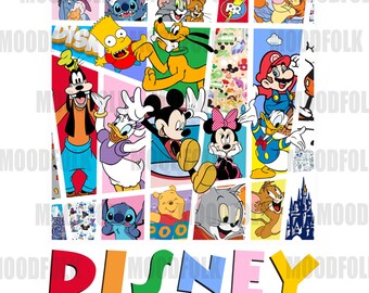 Disney Character Collage PNG – Mickey, Minnie, Donald, and More – Fun Digital Clipart for Crafts and Apparel
