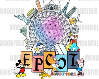 Epcot seit 1982 PNG - Retro Disney Park Digitaler Download, Mickey und Freunde Clipart, Epcot Ball PNG für Sublimation, Cricut Design HN45