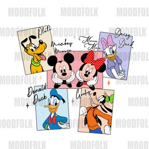 Disney Character Polaroid - Mickey, Minnie, Pluto, Daisy, Donald, Goofy, Digital Art, Disney Printable, Printable Sticker, Disney Fan Art