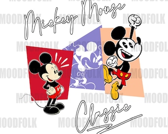 Mickey Mouse Retro PNG, Disney Art, Mickey Mouse Digital File, Printable Design for T-Shirt, Mug, Sticker, Disney Digital Download DS30