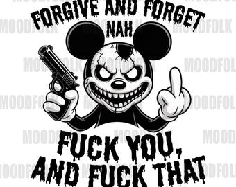 Mickey Mouse PNG Shirt, Funny Mickey Mouse Design, Edgy Mickey Graphic, Rebellious Mickey Mouse Digital Art, Cool Disney Shirt PNG DS11