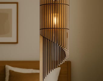 Spiral Pendant Lamp SVG, Laser Cut Lamp Shade Template, CNC Light Decor File, Modern Wooden Hanging Lamp, Glowforge LS2