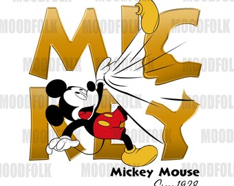 Mickey Mouse PNG digital, diseño retro de Disney, arte de Mickey Mouse, archivo digital imprimible para camisetas, tazas, pegatinas, bricolaje, desde 1928 DS32