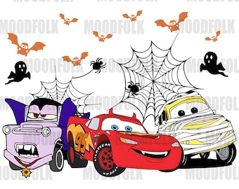 Disney Cars Halloween PNG | Lightning McQueen Mater Halloween Digital Download | Spooky Cars Clipart for Shirt Hoodie Sweatshirt HN7-1