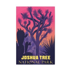 Joshua Tree National Park Poster Desert Sunset Canvas Wall Art Cactus Print Nature Southwest Travel Vintage National Parks Home Decor